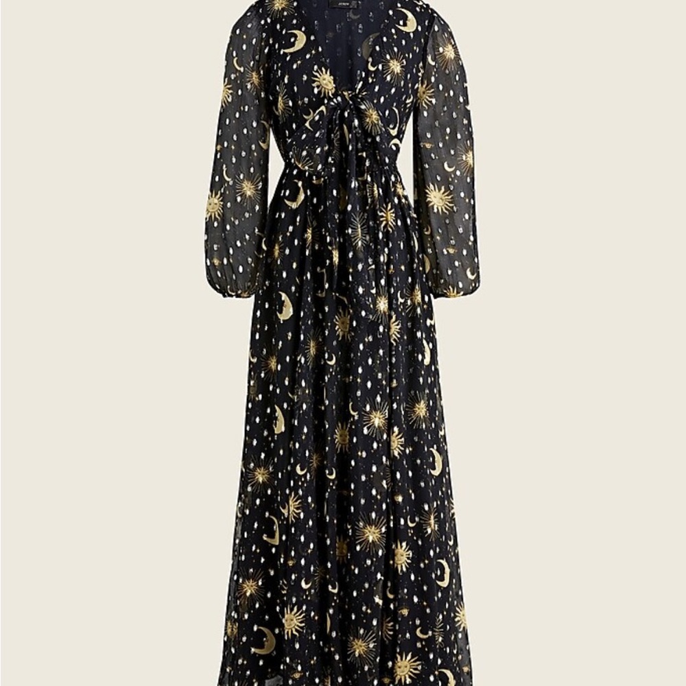 J.Crew Tie-front Lurex® dress in celestial print